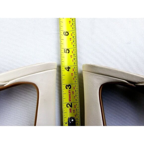 Vince Camuto Size 12 Women Elmindi Slip On Cross Strap Leather Cream Color Heels - Picture 2 of 14